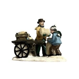 Lemax Carole Towne Man & Boy Loading Cart Christmas‎ Village Retired